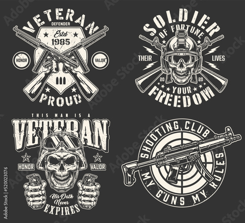 Military set flyer vintage monochrome