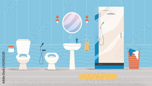 Clean bathroom interior with objects