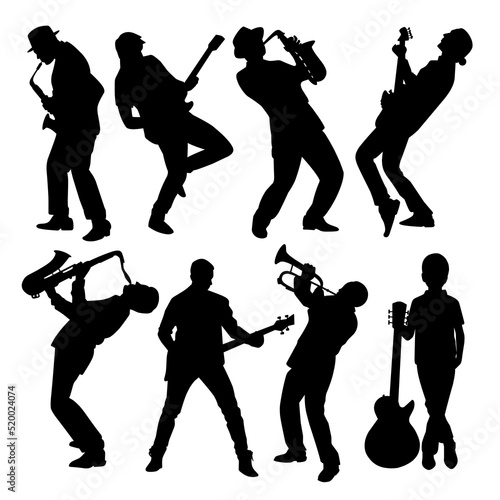 set vector silhouettes illustration of musicians