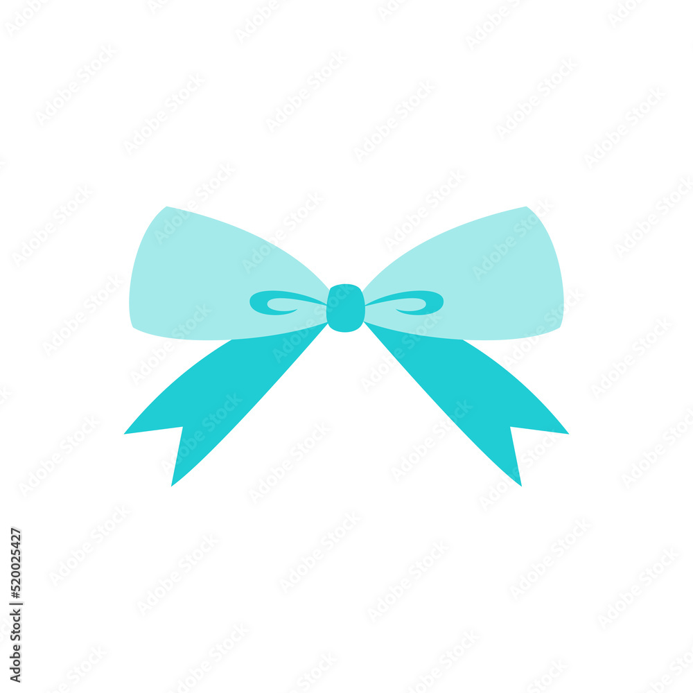 Cute blue ribbon isolated on a white background.