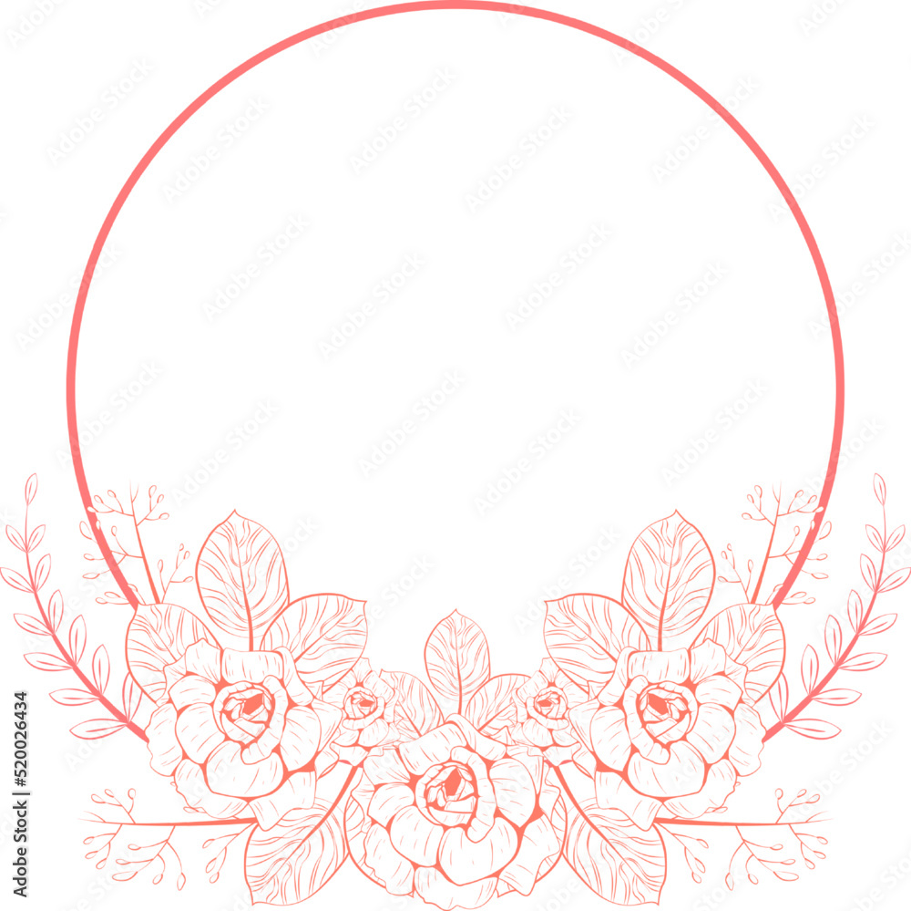 Engraving hand drawn floral frame background Engraving hand drawn floral frame background