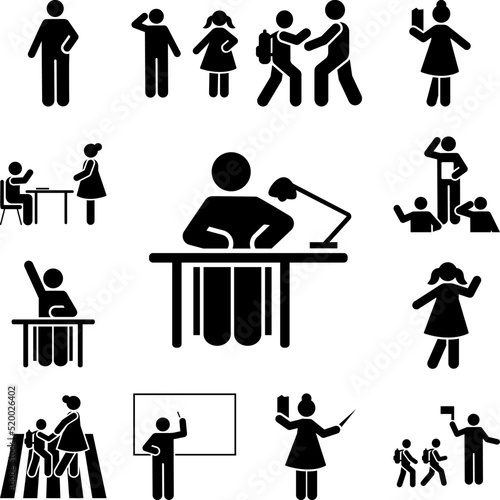 Studying school education man pictogram icon in a collection with other items