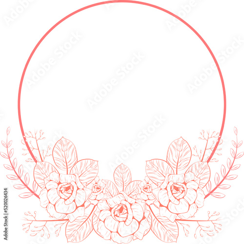 Engraving hand drawn floral frame background