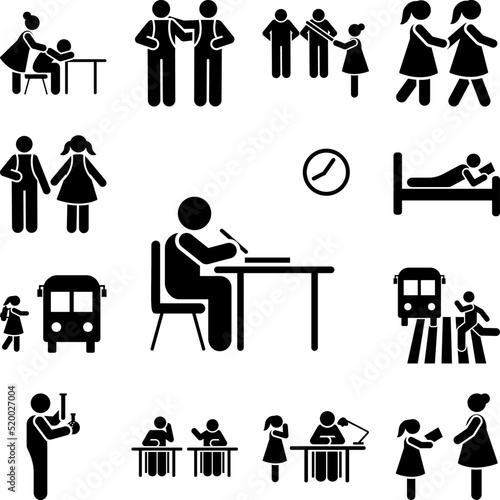Class student sit school pictogram icon in a collection with other items