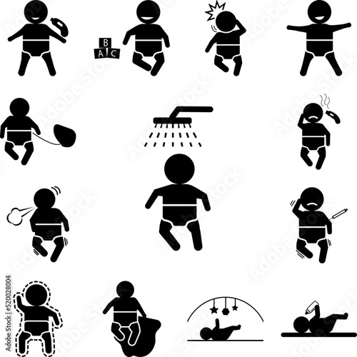 Baby, take a shower icon in a collection with other items
