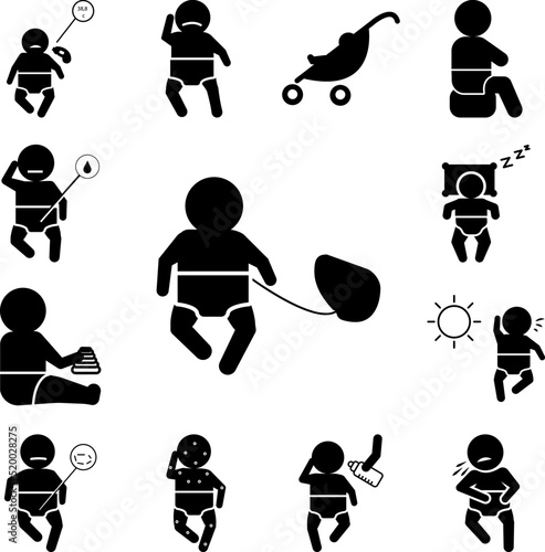 artificial respiration for the baby icon in a collection with other items