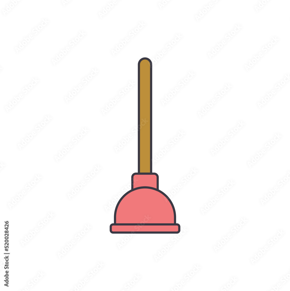 Plunger icon in color, isolated on white background Plunger icon in color, isolated on white background