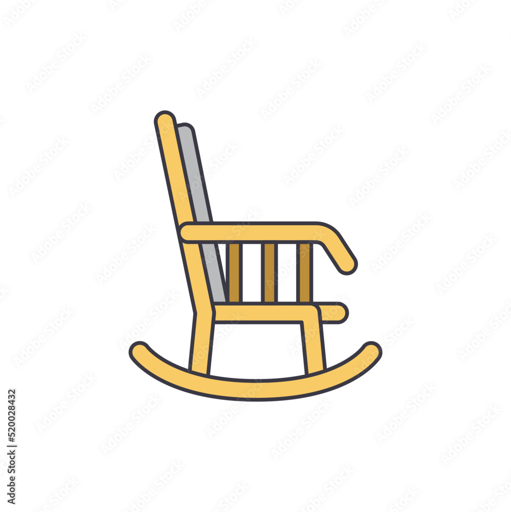 rocking chair icon in color, isolated on white background rocking chair icon in color, isolated on white background
