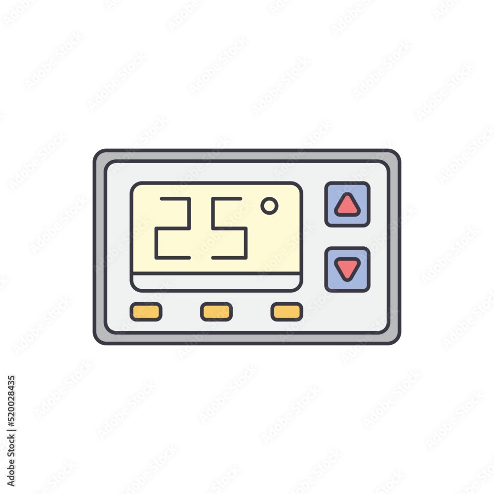 Thermostat controller, Digital temperature controller icon in color, isolated on white background Thermostat controller, Digital temperature controller icon in color, isolated on white background