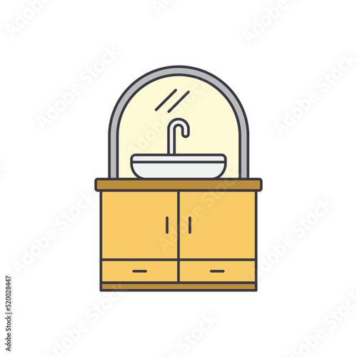 Bathroom faucet, washstand icon in color, isolated on white background 