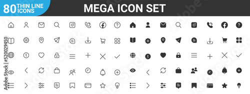 Modern UI Kit - Shopping and ecommerce icons set. Interface icon set. Thin line icons for business, marketing, social media, UI\UX, communication, action icons, management, seo. Vector EPS 10