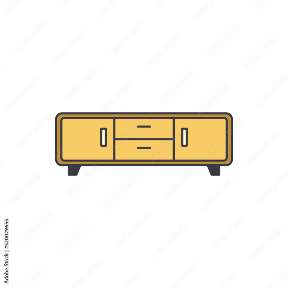 sideboard icon in color, isolated on white background sideboard icon in color, isolated on white background