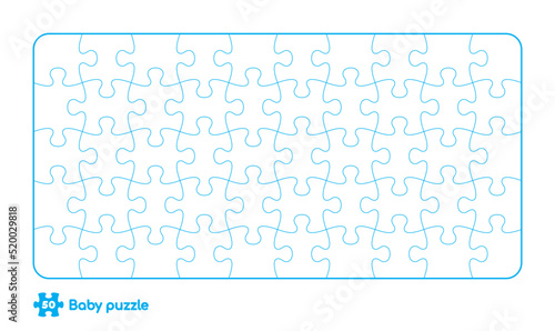 Vector baby puzzle template. 50 pieces. Isolated on white background