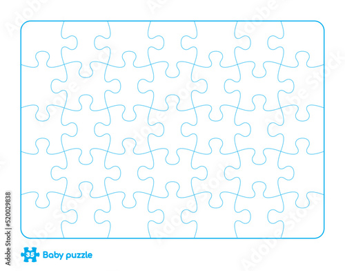 Vector baby puzzle template. 35 pieces. Isolated on white background