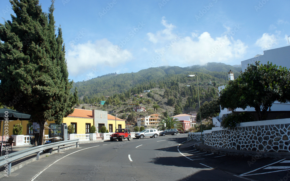 Landscapes of the Canary Islands. Small town on the island of La Palma.