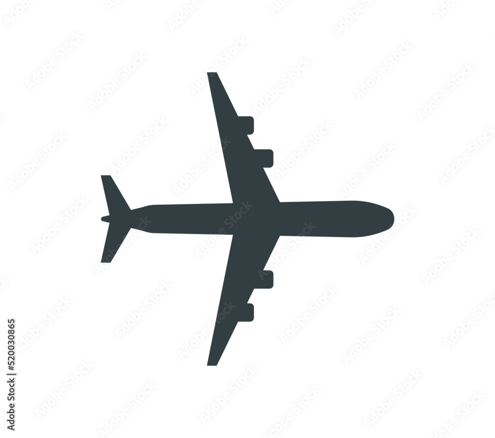 Obraz premium Airplane vector silhouette icons set for web design illustration, image - Black and white trace image contour of plane aircraft for tourism, travel, holiday, trip symbol and icon - Fly, jet, airbus
