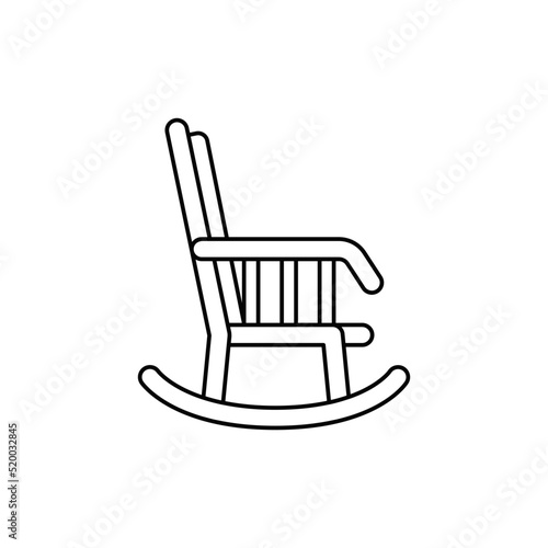 rocking chair icon in line style icon, isolated on white background