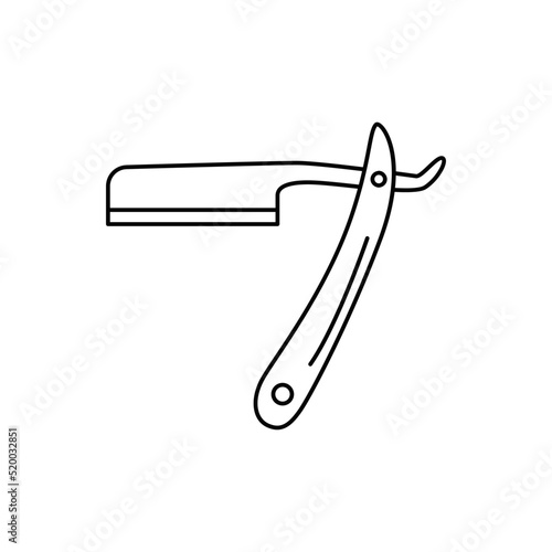 straight shaving razor icon in line style icon, isolated on white background