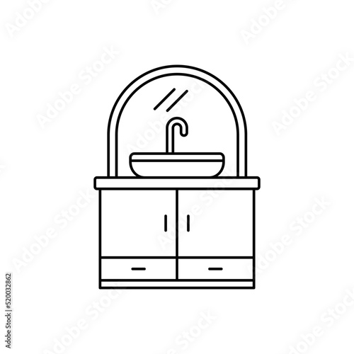 Bathroom faucet, washstand icon in line style icon, isolated on white background