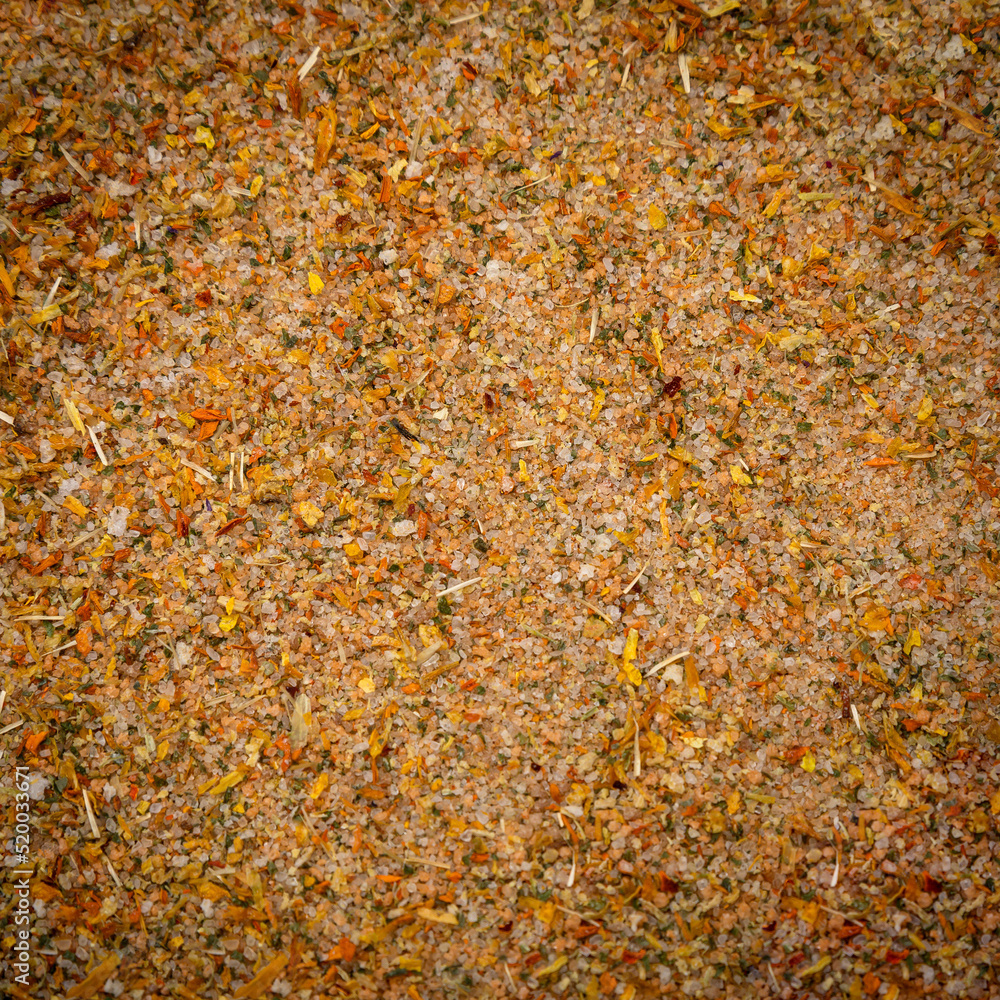 Salt with spices. Background image. Texture of salt with spices Salt with spices. Background image. Texture of salt with spices