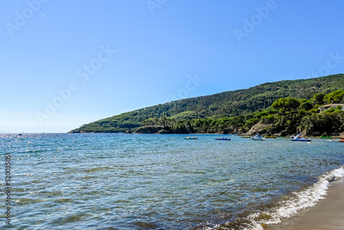 Capoliveri, Straccoligno, Insel, Elbe, Badestrand, Strand, Bucht, Küste, Wassersport, Segelschiffe, Capo Perla, Toskana, Toskanischer Archipel, Sommer, Italien