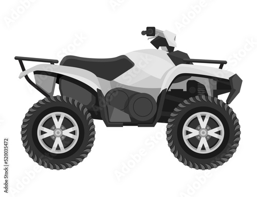 Quad bike in side view. four-wheeled motorcycle