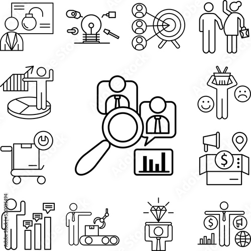 Qualitative research search icon in a collection with other items