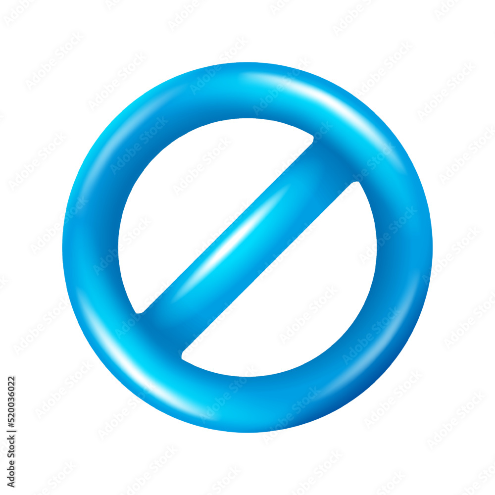 Prohibit sign - 3D strikethrough blue circle Prohibit sign - 3D strikethrough blue circle