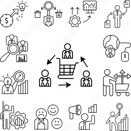 Businessmen behavior basket icon in a collection with other items