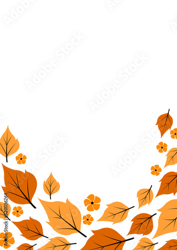 Fall leaves and flower frame vector for decoration on Autumn season and Thanksgiving festival.