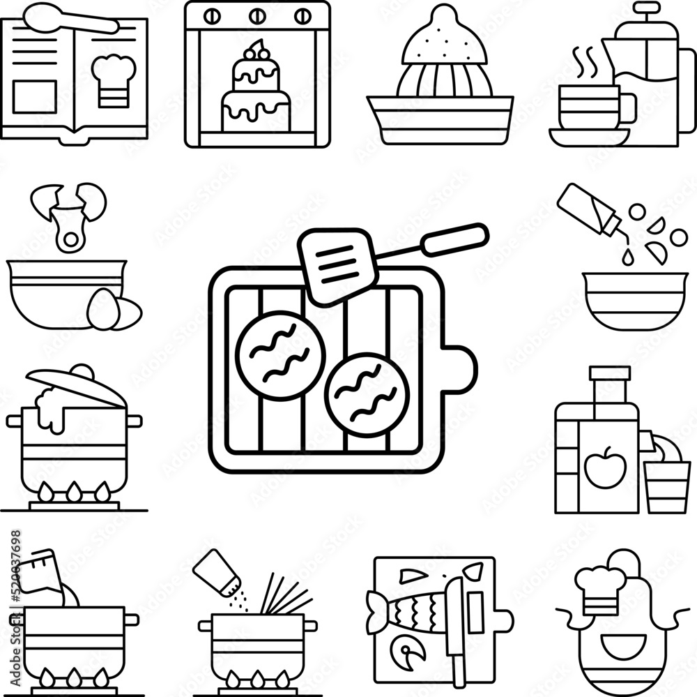Fototapeta premium Barbecue spatula icon in a collection with other items