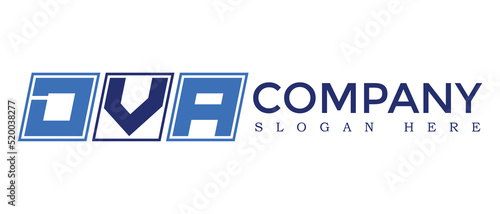 DVA three Letter Rounded rectangle boxes shape element symbol digital initial technology Media business  logo design, Vector Template