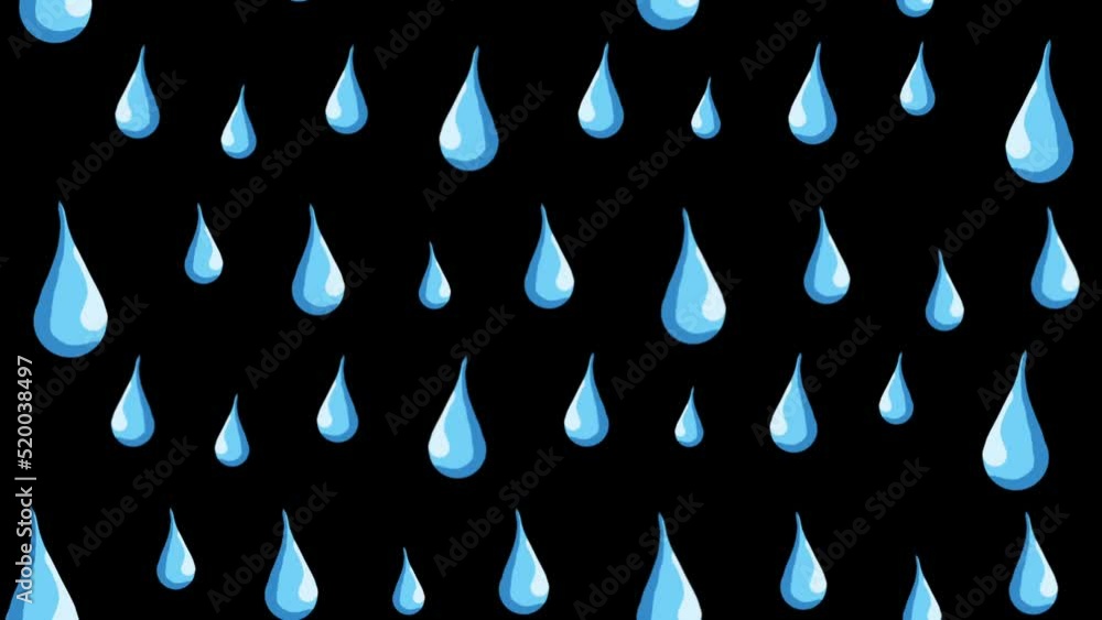 4K raindrop animation with black screen and green screen. water drop animation vídeo de Stock