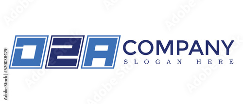 DZA three Letter Rounded rectangle boxes shape element symbol digital initial technology Media business  logo design, Vector Template
