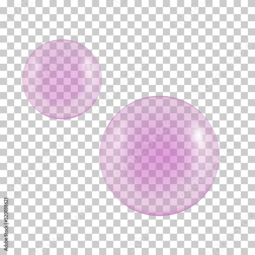 Pink bubble gum realistic transparent ball