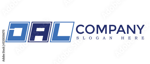 DAL three Letter Rounded rectangle boxes shape element symbol digital initial technology Media business  logo design, Vector Template