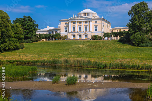 Palace of the Russian Tsar Paul I on the bank of the Slavyanka River, Pavlovsk, Russia