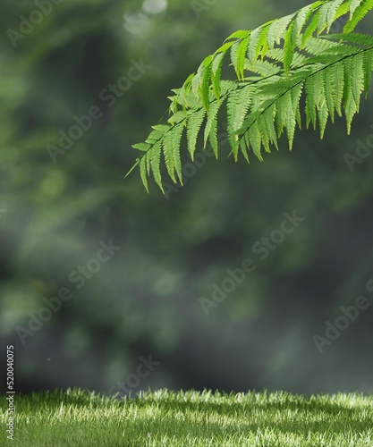 Cosmetic background for product presentation.minimal podium for fashion magazine,grass natural background,beauty and cosmetics product. 3d render illustration