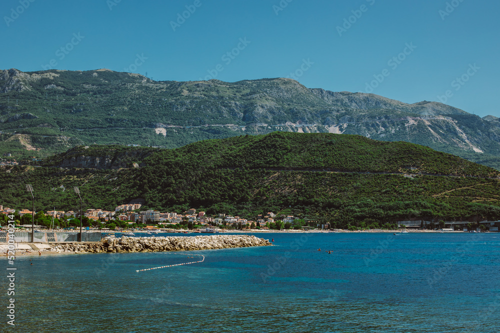 Fototapeta premium Amazing view of the Adriatic sea and Budva town, Montenegro.