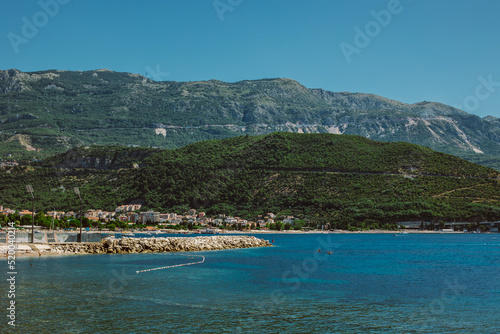 Amazing view of the Adriatic sea and Budva town, Montenegro.