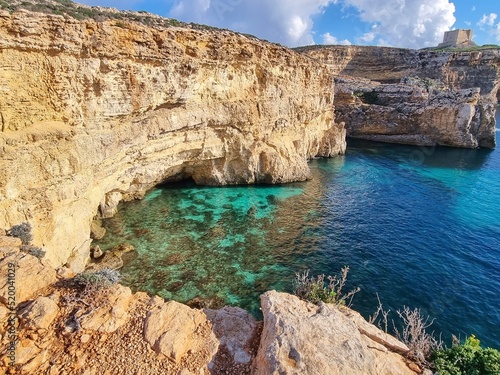 Cliffs in the sun on Gozo Island 