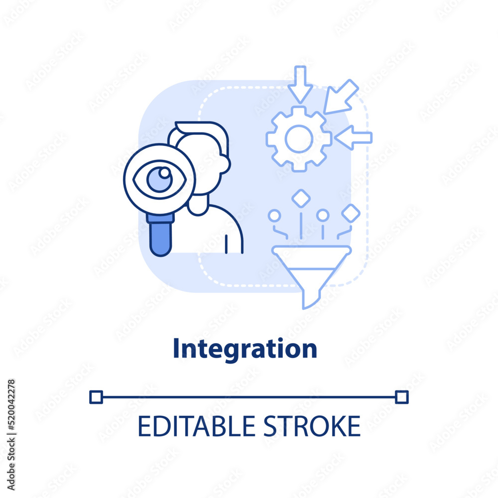 Integration light blue concept icon. Business. Element of supply chain management abstract idea thin line illustration. Isolated outline drawing. Editable stroke. Arial, Myriad Pro-Bold fonts used