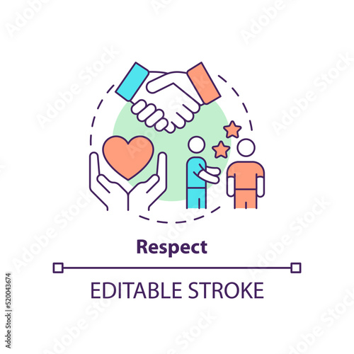 Respect concept icon. Business ethics component abstract idea thin line illustration. Ethical communication. Moral value. Isolated outline drawing. Editable stroke. Arial, Myriad Pro-Bold fonts used