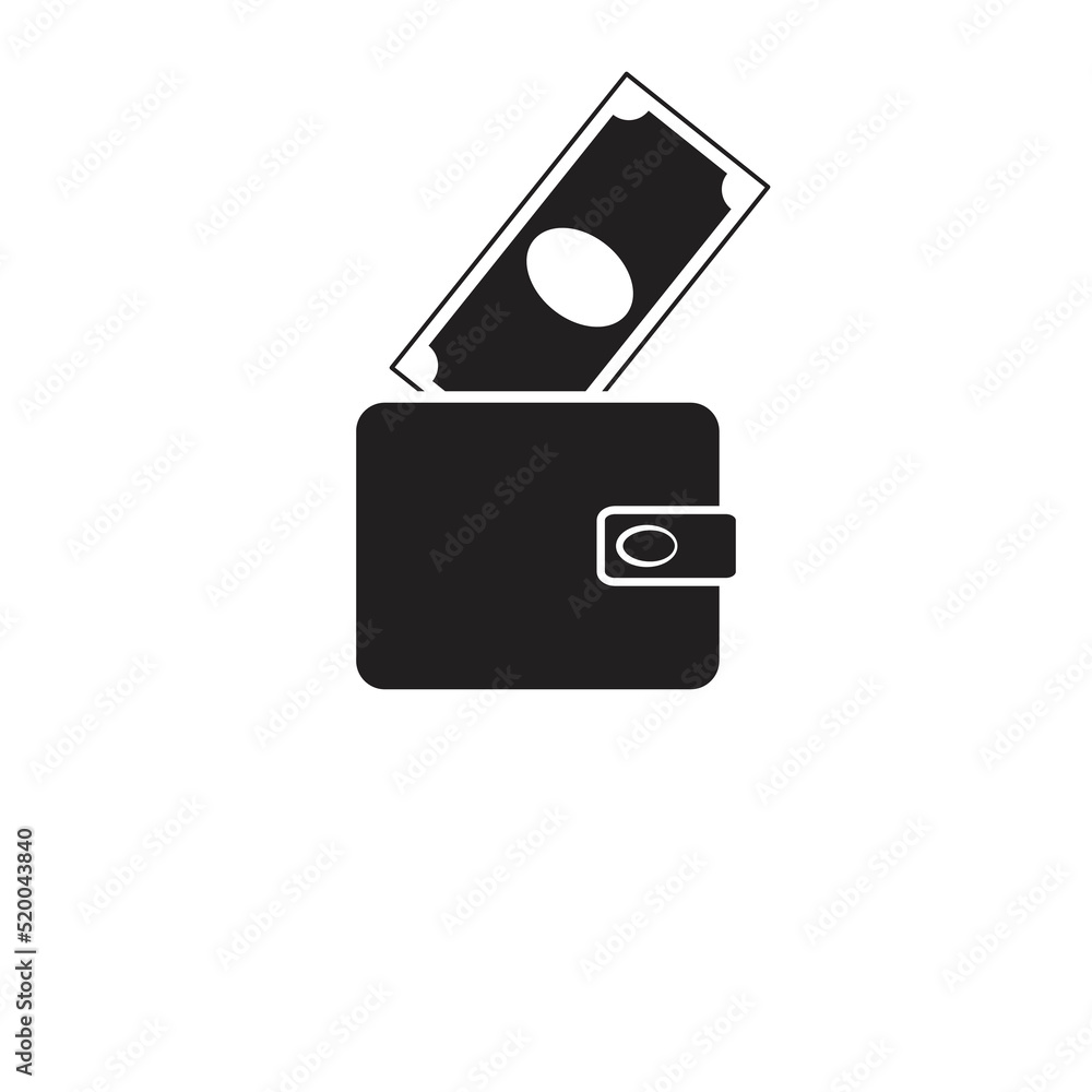 Drawing Reference Wallet Wallet one line, vector drawing. Isolated white background. Stock ...