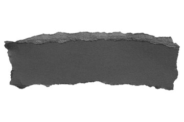 Black ripped paper torn edges strips isolated on white background