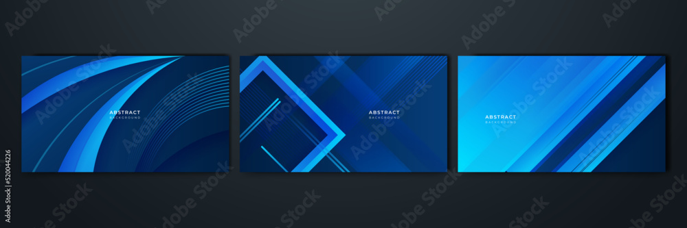Naklejka premium Modern gradient dynamic blue lines shapes abstract background