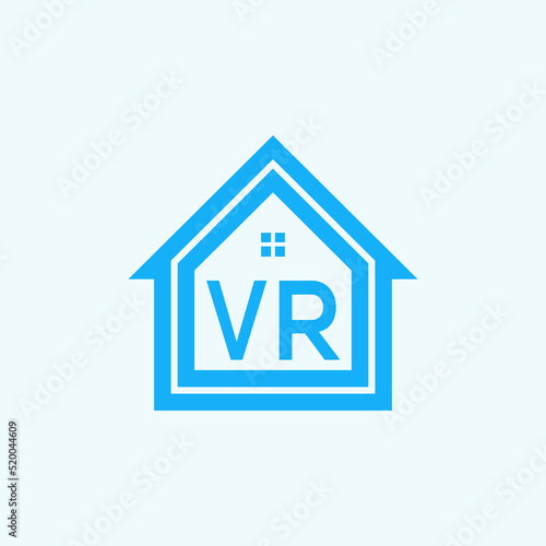 Logo Initial Letters VR Roof Home Real Estate, Construction Stock Vector .eps