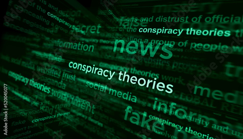 Headline titles media with Conspiracy theories 3d illustration