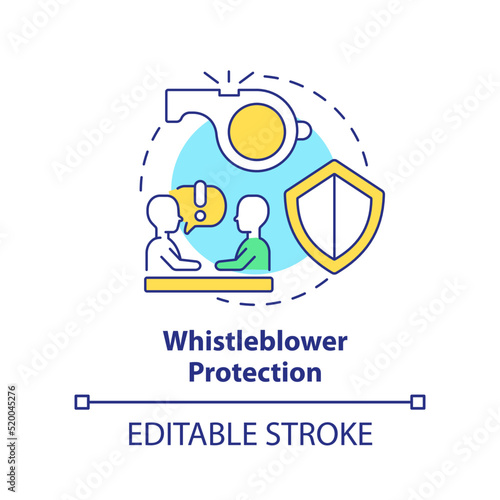 Whistleblower protection concept icon. Ethical behavior in workplace abstract idea thin line illustration. Anti corruption. Isolated outline drawing. Editable stroke. Arial, Myriad Pro-Bold fonts used
