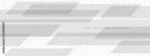 Abstract white grey geometric futuristic technology geometric on hexagon mesh design modern background vector